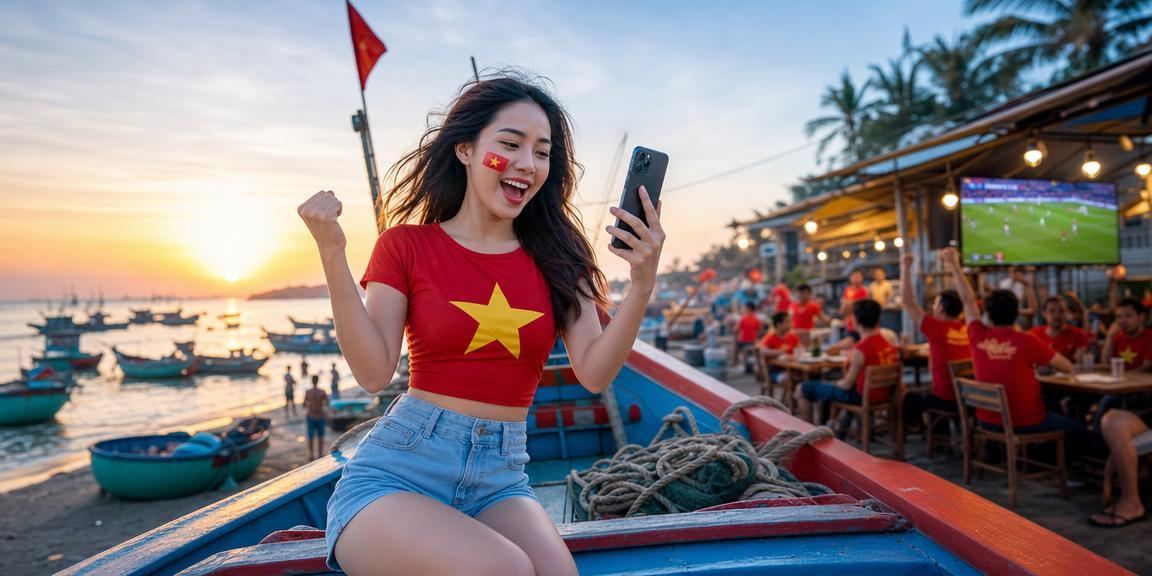 Người dùng đăng nhập 836 an toàn trên điện thoại tại bãi biển Mũi Né Việt Nam